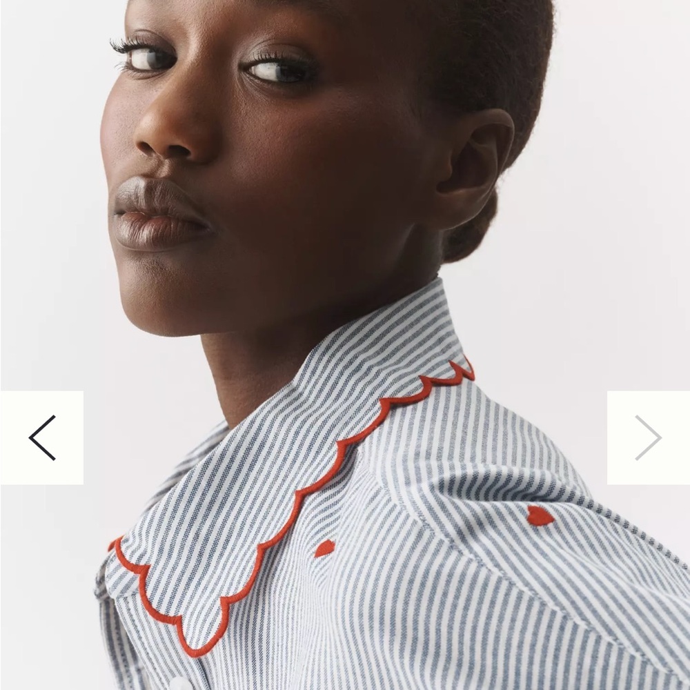 Anthropologie Mabel Boxy Oxford Embroidered Shirt by Maeve NWT - Picture 2 of 3